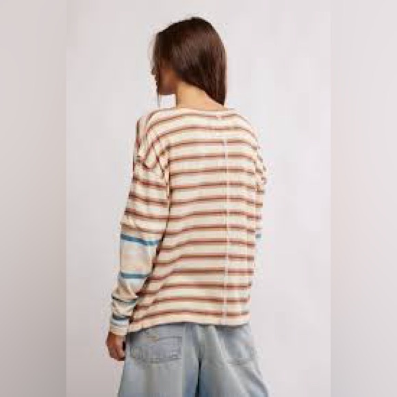 Free People Nina Stripe Long Sleeve Tee Size Medium - Picture 2 of 5